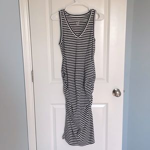 Navy blue + white striped dress